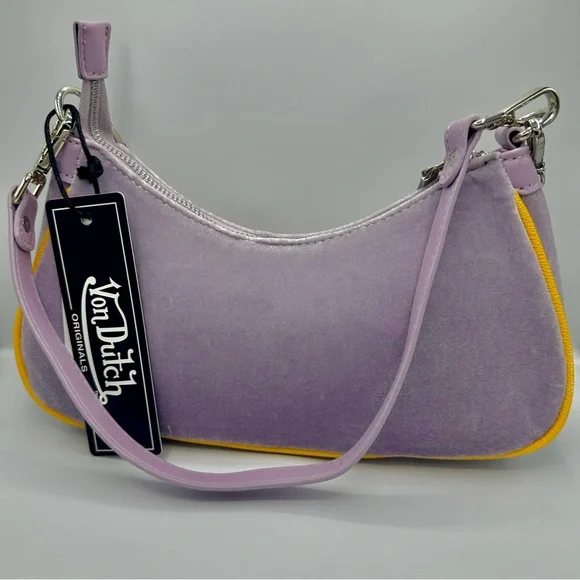 Von Dutch Y2K Shoulder Bag in Purple/Gold with Silver Charms - Picture 6 of 8